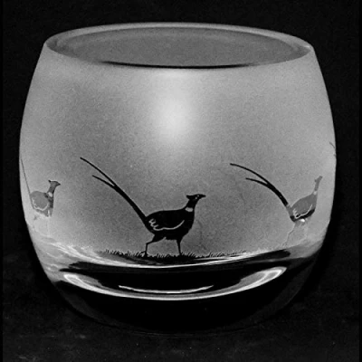 Image of Milford Collection Animo Glass Small Crystal Tea Light Candle Holder Pheasant