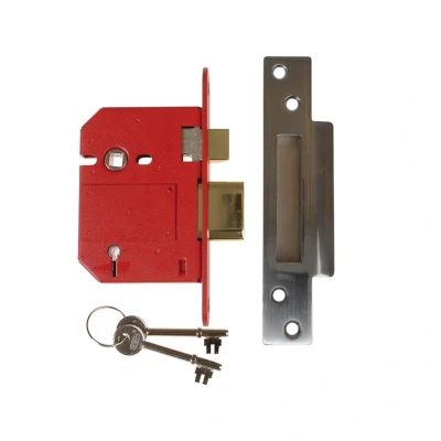 Image of Union Locks Strongbolt 2200S BS 5 Lever Mortice Sash Lock 81mm Satin Chrome (Boxed)
