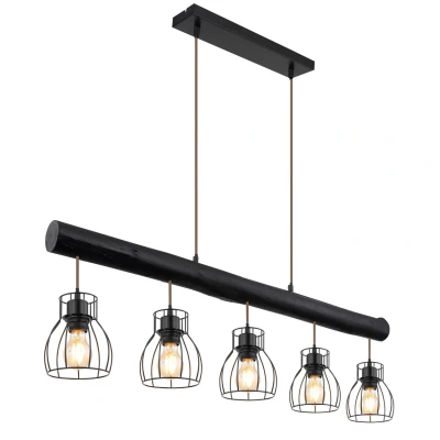 Image of Mina Bar Pendant Ceiling Light Matt Black 5x E27