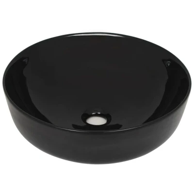 Image of vidaXL Basin Ceramic Round Black 41.5x13.5 cm