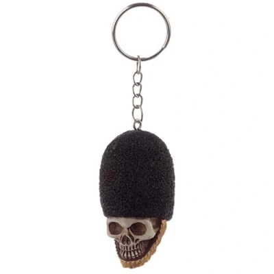 Image of South Coast Jewellery 3D Skull Wearing Bearskin Keyring Keychain Bag Pencil Case Charm Pendent Zip Accessory Resin