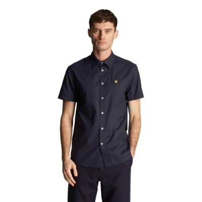 Image of Lyle and Scott Short Sleeve Shirt Poplin Navy Blue Dark size M
