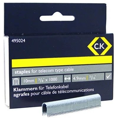 Image of C.K Telecom Cable Staples 4.5mm wide x 10mm deep Box of 1000