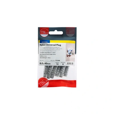 Image of Timco Nylon Universal Plugs (Size 8.0 x 40 10 Pieces)