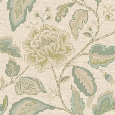 Image of Belgravia Maya Trail Vinyl Wallpaper Modern for Living Room, Bedroom, Fireplace Decorative Luxury Floral Wall Paper with Leaves &amp; Flower Pattern (Sage/Cream)