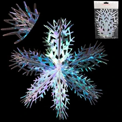 Image of Christmas Concepts® 16 (1.3ft) Large Foil 3D Snowflake Hanging Decoration Trimming (Iridescent)
