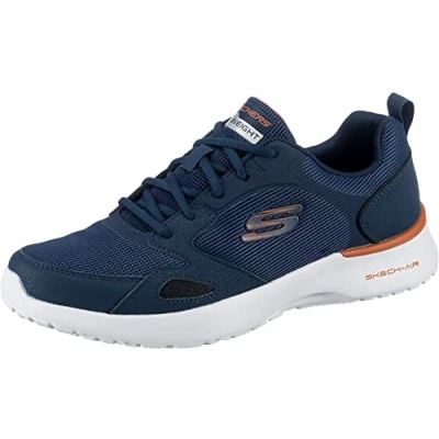 Image of Skechers Men&#039;s Skech air Dynamight Venturik Sneaker,Nvy Synthetc/Textile /Orange Trim,8 UK