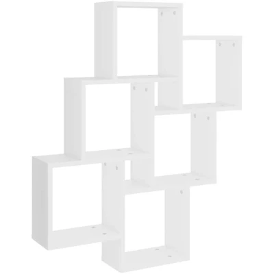 Image of vidaXL Wall Cube Shelf White 78x15x93 cm Engineered Wood