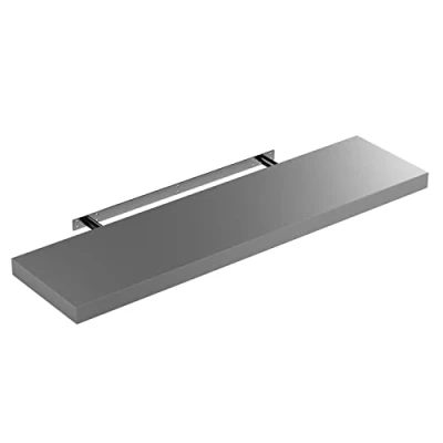 Image of CASARIA® 90cmx23cm Matt Grey Floating Shelf Including Bracket Wall Shelving Living Room Kitchen Bedroom Office 38mm Thick Hidden Fixing 15kg Capacity MDF