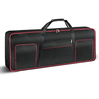 Image of Ruibo 61 Key Keyboard Gig Bag Case,Portable Durable Piano Waterproof 600D Oxford Cloth with 10mm Cotton Padded Case 40&quot;x16&quot;x6&quot; / Black+Red