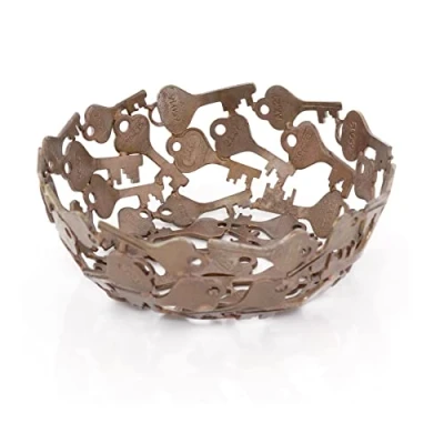 Image of Carousel Home Antique Style Copper Finish Recycled Key Bowl Handmade Eco Friendly Decorative Trinket Dish Ornamental