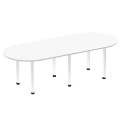 Image of Impulse 2400mm Boardroom Table White Top Chrome Post Leg