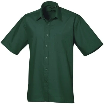 Image of Premier Mens Short Sleeve Formal Poplin Plain Work Shirt (16) (Bottle)