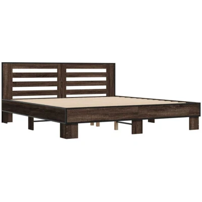 Image of vidaXL Bed Frame without Mattress Brown Oak 200x200 cm