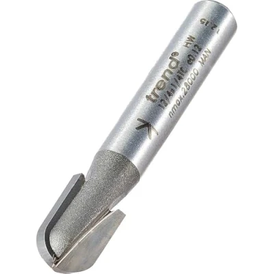 Image of Trend Professional Radius Router Cutter, 4mm Radius, 1/4 Inch Shank, 8mm Cut Diameter &amp; 12.7mm Length, Tungsten Carbide Tipped, Without Bearing, 12/4X1/4TC