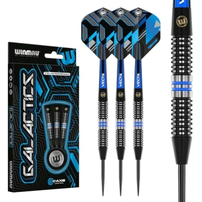 Image of WINMAU Darts Galactics 24g 90% Professional Tungsten Steel Tip Set with Dart Flights and Shafts (Stems)