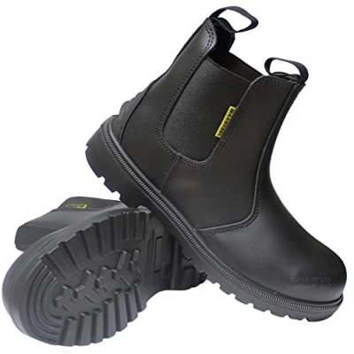 Image of Mens Leather Safety Steel Toe Cap Chelsea Dealer Boots Work Shoes Sizes 6 14 UK (7 UK) Black