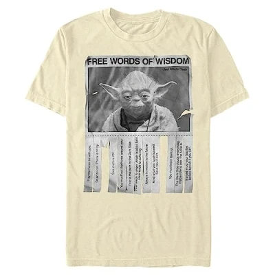 Image of STAR WARS Men&#039;s Words of Wisdom T Shirt, Cream, Large