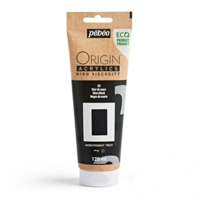 Image of PEBEO Origin Acrylics 120 ml Eco designed Acrylic Paint High Viscosity Matt Finish 100% Recycled Binder 96% European Raw Materials Mars Black