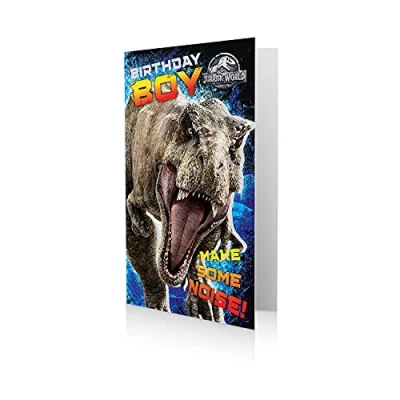 Image of JURASSIC WORLD JW007 Birthday Boy Greeting Card, Multi, 12.8 x 0.2 23.2 cm
