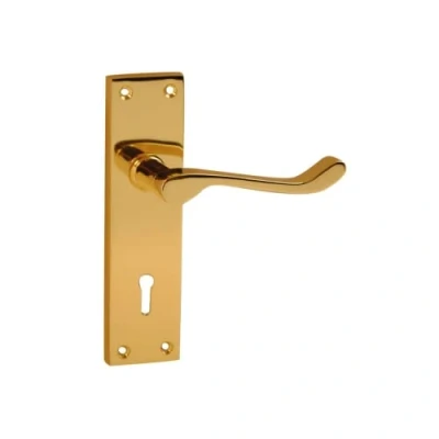 Image of VIBE Victorian Premium Scroll Lever Lock Brass 40mm x 150mm on Door Handle for Internal Doors