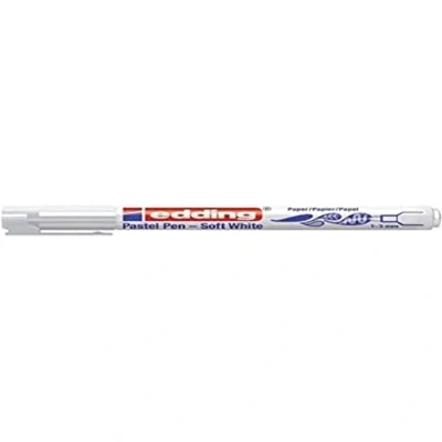 Image of edding 1500 pastel pen white 1 round nib 3 mm slightly transparent fibre pens for drawing, writing and sketching on black, dark light coloured paper card