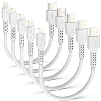 Image of ADILIFT Short Lightning Charging Cable [5 Pack MFi Certified 0.2M] Fast 20cm Durable Lightening USB Data Cord Lead for iPhone 11 Pro Max Xs X XR 8 7 6 plus SE White