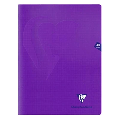 Image of Clairefontaine Ref 373312C Mimesys PP Stapled Notebook (48 Pages) 24 x 32cm in Size, Square 5x5 Ruling, 90gsm Brushed Vellum Paper, Soft Polypro Cover Purple