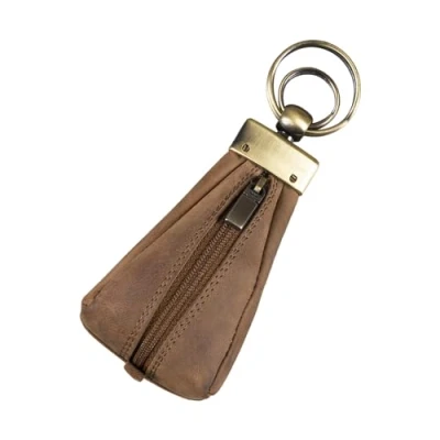 Image of STILORD &#039;Enno&#039; Small Leather Key Pouch Vintage Holder for Men Case Mini Purse with Ring Slim Wallet Coin in Genuine Leather, Colour:Middle Brown