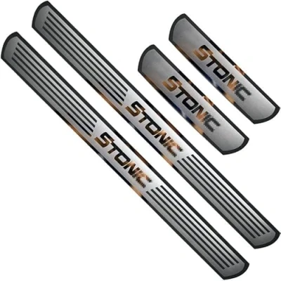 Image of COAECJ Car Door Sill Protector for Kia Stonic 2017 2022, Stainless Steel Sills Kick Plates Welcome Pedal Non Slip Scuff Guard, Styling Accessories