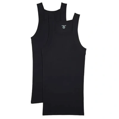 Image of Evolve Men&#039;s Cotton Comfort Square Cut Tank Multi Pack Base Layer Top, Black, XL