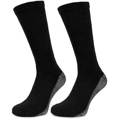 Image of 365 Stores 10 Pairs Men&#039;s BIG FOOT Reinforced Cushioned Contrast Heel &amp; Toe Cotton Rich Heavy Duty Size 11 14 Work Socks (10 Pair Pack) (BLACK)