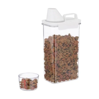 Image of Relaxdays Storage Box, with Measuring Jug, Airtight Lid, 2.3 litres, Dry Food, Muesli, Washing Powder, Transparent, l