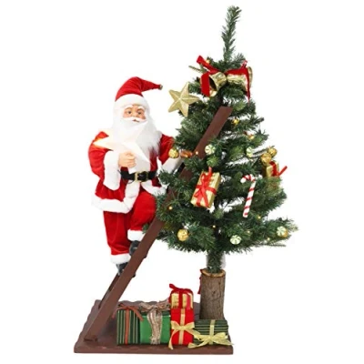Image of Christmas Concepts® 40&quot; / 100cm Pre Lit Tree With Santa Figure Decorating Warm White LED Lights