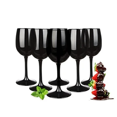 Image of Wine Glass Set 300 ml in a pack of 6 Black Red Glasses White Goblet