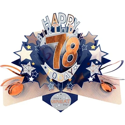 Image of Happy 78th Birthday 78 Today Pop Up Greeting Card Love Kate&#039;s Cards Him POP204MC78