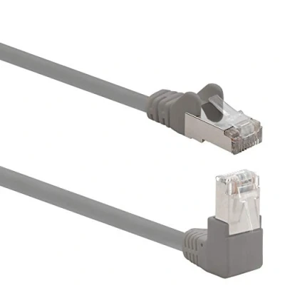 Image of 1aTTack.de Cat.6 Network Cable, 90 Degree Angle, Patch Cord (SFTP PIMF), 1000 Mbit/s, RJ 45, Cat5e, Cat6, Cat6a, Cat7, Cat7a, Cat8, 10m, 1 Stück Grau