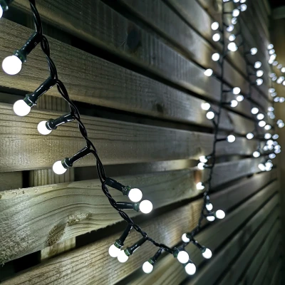 Image of 150 LED White String Lights 3.75m Frosted Berry Christmas Tree with Multi Action Timer, Indoor &amp; Outdoor Festive Garden