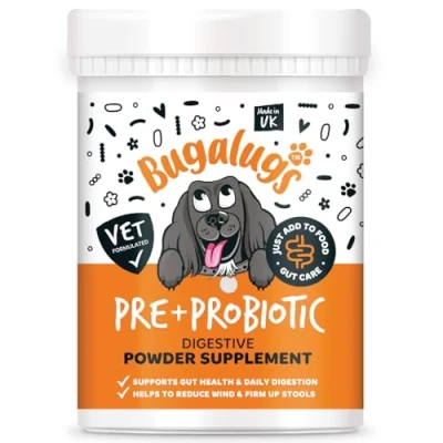 Image of Bugalugs Probiotics For Dogs Powder, Simple To Add Food Complete Daily Digestive Support With &amp; Prebiotics Happy Healthy (200g)