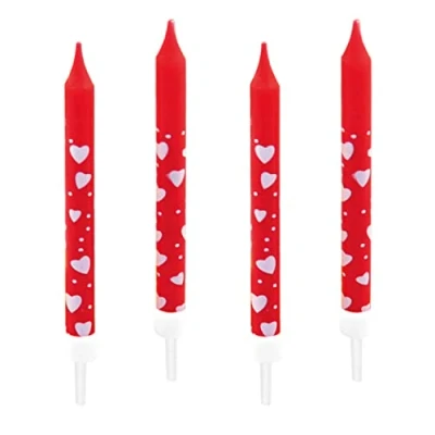 Image of amscan 10022169 Herzen 10 Birthday Candles Lovely Moments, red