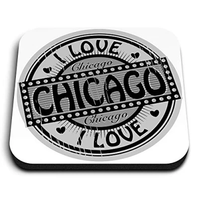 Image of 1 x Square MDF Fridge Magnet I Love Chicago USA America Travel 40288
