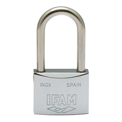 Image of IFAM INOX Series Padlock, High Oxidation Resistance, Humid Environment, Security, Long Shackle, 30 mm, Heavy Duty and Chrome Plated