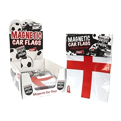 Image of St. George Magnetic Car Flag, 12 cm x 8 White &amp; Red Design Flag Perfect for Patriots, Festivals Events (1 Pc.)