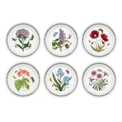 Image of Portmeirion Botanic Garden Plate, Set of 6 various motifs, Dia.20cm , White