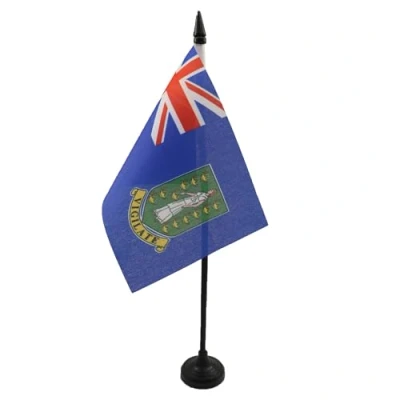 Image of AZ Flag British Virgin Islands Table 4&#039;&#039; x 6&#039;&#039; Islander Office 100% Polyester 15 10 cm Mini Desk with 10&#039;&#039; Pole and Black Plastic Base
