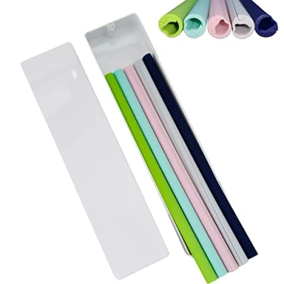 Image of 5 Pack Reusable Food Grade Silicone Straws with Magnetic Case Long, Flexible Drinking Straw Snap Openable Design, No Brush Needed BPA Free, Hot and Cold Compatible