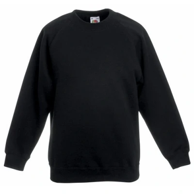 Image of Fruit of the Loom Childrens Unisex Raglan Sleeve Sweatshirt (Black) Size 3 4Y
