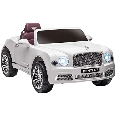 Image of HOMCOM Bentley Mulsanne Licensed Kids Electric Ride On Car 12V Powered Toy w/Remote Control, Music, Horn, Lights, MP3 Slot, Suspension Wheels, for Ages 3 6 Years White