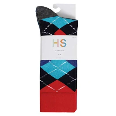 Image of HS by Happy Socks Men&#039;s Argyle 3 Pack Socks, Navy, 4 11 (Size:41 46)