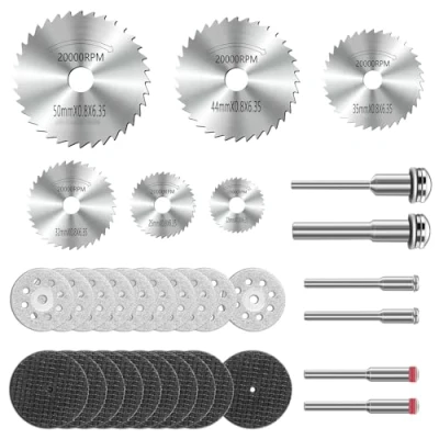 Image of Cutting Discs Compatible with Dremel 32Pcs, HSS Circular Saw Blades 6Pcs, Resin 10Pcs, Diamond Wheel 10Pcs 3Pcs 3mm and 1Pcs 6mm Shank for Wood Glass Plastic Stone Metal